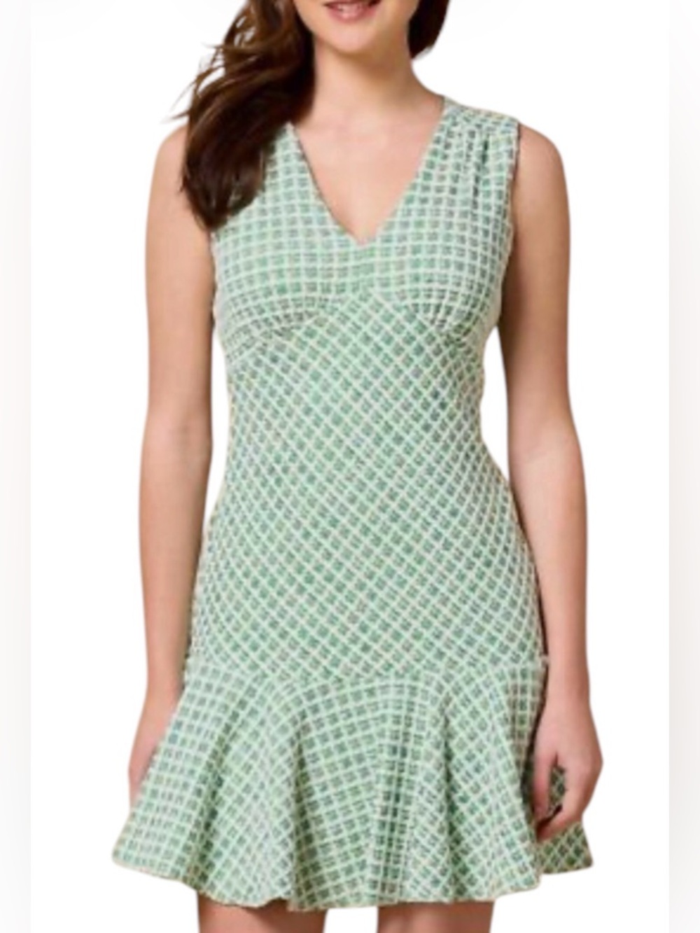 Taylor 3856M - Sleeveless Empire Waist Flounce Mint Green Dress
